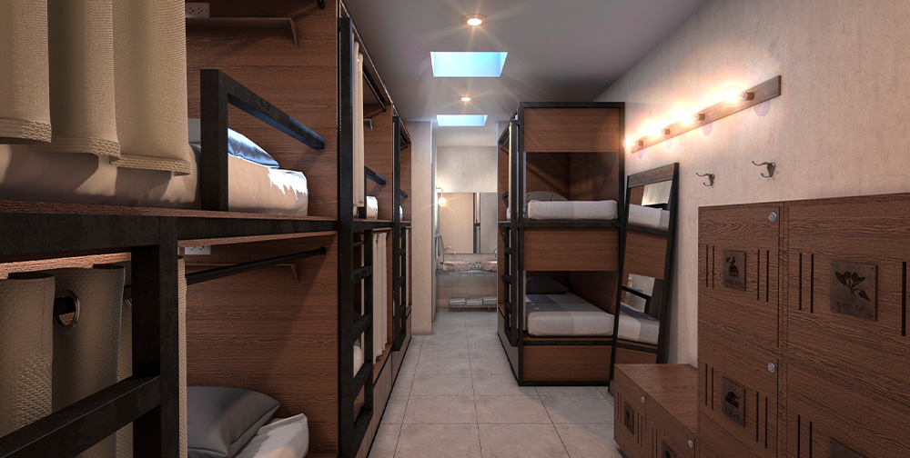 Hostel in Mérida Barrio Vivo bunk beds with lockers innit